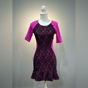 Pink Juicy Couture Retro Lace Dress Size 2 EUC